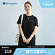 Champion冠軍連衣裙2025夏季新款簡約純色刺繡純棉短袖t恤裙女士 黑色 L