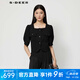S.DEER圣迪奧女裝夏季時(shí)尚百搭小香風(fēng)方領(lǐng)花邊短款外套S232Z2205 黑色/91 M 165