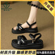 啄木鳥(niǎo)時(shí)尚瑪麗珍仙女風(fēng)珍珠涼鞋女2025夏季新款厚底增高休閑羅馬涼鞋 黑色 35