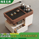 梅萊克斯實(shí)木沙發(fā)邊幾輕奢現(xiàn)代側(cè)邊柜帶燒水壺茶吧機(jī)一體移動(dòng)茶幾角幾茶桌 【白色＋胡桃】帶輪子可移動(dòng)推車(chē) 寬47x深75x高56厘米