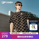 FILA FUSION斐樂(lè)潮牌情侶款針織短袖衫夏季時(shí)尚寬松純棉T恤 正黑色-BK L 175/96A