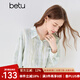 百圖betu女裝2025夏季新款襯衫清爽暈染印花豎紋肌理上衣女2504T37 淺綠 M