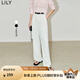LILY夏新款女裝時(shí)尚都市通勤款顯瘦高腰垂墜感直筒西式休閑褲 604米白 M