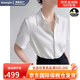 Amerpin國際一線(xiàn)品牌真絲襯衫女100%桑蠶絲短袖面試通勤白色氣質(zhì)職業(yè)襯衣 白色（禮盒包裝） L
