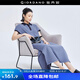 佐丹奴裙子女夏季新款彈力棉撞色條紋開叉連袖polo連衣裙18464920 02藍(lán)色條紋 L