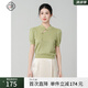 固執(zhí)（OBSTINATE）【特價(jià)】2025夏季國風(fēng)氣質(zhì)清新綠色短款短袖針織上衣小衫女 綠色 L