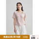 獨束大碼女裝短款顯瘦鉆石領t恤女夏季新款微胖mm設計感短袖上衣 仙女粉 L (尺碼：2)