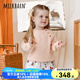 Milkbarn春秋兒童毛衣男女童套頭毛衫寶寶純棉外套上衣 灰花粉 90 cm(18-24月-參考身高80-90cm)