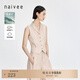 納薇（naivee）夏新款西裝領時髦通勤復古外搭收腰無袖馬甲女短上衣 淺米駝 M 160/84A