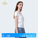 喬萬尼短袖T恤女圓領(lǐng)純色短袖女2025夏季修身顯瘦休閑打底衫女EZ2C141 椰奶白 M