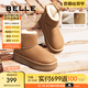 百麗（Belle）君妍同款小暖爐2代厚底雪地靴女棉鞋加絨保暖短靴D1K2DDD4 【吳宣儀同款】棕色 第二代 39 (245mm)