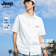 JEEP SPIRIT吉普牛津紡短袖襯衫男士簡(jiǎn)約時(shí)尚襯衣潮牌寬松休閑上衣 白色 L