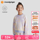 moodytiger女童衛(wèi)衣抓絨保暖秋冬款兒童上衣童裝套頭衫圓領(lǐng)長袖休閑運(yùn)動(dòng)衣上 粹色黃 130 cm