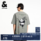 杰克·瓊斯（JACK&JONES）男裝25年棉質(zhì)涼感短袖T恤男士夏季潮流寬松卡通熊貓印花半袖t恤 E05灰綠色 寬松版，卡碼拍小 XL 185