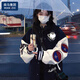 棉致美式復(fù)古棒球服女刺繡新款情侶百搭原宿風(fēng)春秋外套女 藏青色 S 建議95斤以內(nèi)】