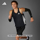 adidas修身舒適側(cè)開叉跑步工字背運動背心男裝新款阿迪達斯JN0298 碳黑/黑色     2XL