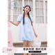 紫涵（ZIHAN）紫涵方領(lǐng)泡泡袖花苞連衣裙女2025夏季新款甜美減齡設(shè)計(jì)感寬松短裙 淺藍(lán)色 XL