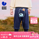 迷你巴拉【pp褲】男女童褲子加絨保暖冬新款高腰長(zhǎng)褲 深藍(lán)80821 100