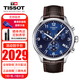 天梭（TISSOT）瑞士手表男速馳系列石英男表指針夜光男士腕表 送男友送老公禮物 T116.617.16.047.00藍盤(pán)棕帶