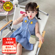 G.DUCKKIDS童裝女童連衣裙夏季2024新款兒童裙子夏天公主裙中小童女孩背心裙 藍(lán)色菠蘿 100 (建議身高90-100cm 3-4歲)