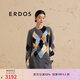 ERDOS 圓領(lǐng)復(fù)古學(xué)院風(fēng)慵懶多彩菱形格紋提花女套衫羊絨衫 瑪瑙灰 175/92A/XL