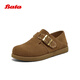 Bata勃肯鞋女春秋季商場(chǎng)新款英倫牛剖皮通勤百搭一腳蹬3093DCM5 駝色 38