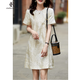 clotho Rennie品牌女裝真絲連衣裙女2025夏季新品小個子優(yōu)雅名媛風桑蠶絲中長款 杏色 M