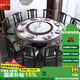 惟昕餐桌新中式實(shí)木巖板餐桌椅組合帶轉盤(pán)8到12人飯店家用飯桌大圓桌 黑紫 1.8m 帶12椅送轉盤(pán)