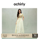 歐時力OCHIRLY 假兩件羊毛毛織連衣裙條紋撞色傘裙女2025春夏新款 淺黃 L