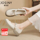 JOSINY卓詩尼法式瑪麗珍女鞋子2025夏季新款百搭小皮鞋平底單鞋女夏涼鞋 米白色【廠家24H速發(fā)】 40