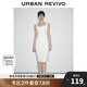 UR2024秋季新款女法式復(fù)古通勤褶皺收腰方領(lǐng)連衣裙UWM740014
