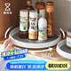 懶角落 旋轉(zhuǎn)調(diào)味架廚房置物架調(diào)料托盤多功能收納架 可旋轉(zhuǎn)托盤小號