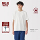 無印良品（MUJI）男式天竺編織圓領(lǐng)短袖T恤男士打底衫男款休閑上衣夏季男裝 白色 L (175/100A)