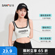 三福女夏季美式英文背心 休息運(yùn)動(dòng)風(fēng)帶杯寬松吊帶上衣女497468 白色 M