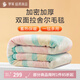 羅萊家紡 加厚毛毯 雙層蓋毯加大拉舍爾毛毯 秋冬季單雙人保暖毯子 潮尚攻略雙層拉舍爾毯 綠色 200*230cm