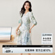 尚都比拉[100%桑蠶絲]夏季短袖真絲連衣裙女V領(lǐng)高級(jí)感氣質(zhì)印花裙 花色 XL