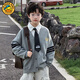 哈羅小黃鴨（G.DUCKKIDS）男童開衫毛衣針織衫春裝兒童外套春秋款2025新款春季男孩洋氣線衫 霧霾灰 120 cm