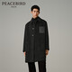 太平鳥(niǎo)男裝  保暖羊毛外套休閑皮質(zhì)口袋拼接翻領(lǐng)毛呢大衣男潮流 黑色1(寬松) 2XL
