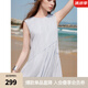 ELLE暈染漸變圓領無袖a字連衣裙女2025夏新款優(yōu)雅氣質背心裙長裙 藍色 S