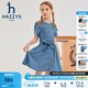 哈吉斯（HAZZYS）品牌童裝女童夏新品涼爽透氣簡(jiǎn)約大氣甜美風(fēng)半袖連衣裙 藍(lán)牛仔 155