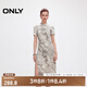 ONLY2025春季新款國風(fēng)新中式盤扣收腰針織短袖連衣裙女|125161004 HHZ 米色暈染印花 S (160) 80A