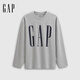 GAP男女裝2025秋季新款logo字母印花寬松純棉長(zhǎng)袖T恤上衣786368 淺灰色 L (175/96A) 亞洲尺碼