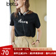betu百圖女裝春裝新款寬松韓版卡通印花短袖T恤ins潮JD2102T08 黑色 XS