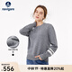 Navigare意大利小帆船純羊毛衫女士秋冬款保暖毛衣圓領(lǐng)針織衫內搭打底衫 煙灰 XL