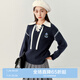 樂町撞邊休閑POLO領(lǐng)針織衫冬V領(lǐng)綁帶設(shè)計美式學(xué)院風(fēng)寬松套頭毛衣 藏青(現(xiàn)貨) XS