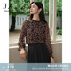玖姿·安娜蔻【草目系列】?jī)?yōu)雅輕熟碎花雪紡長(zhǎng)袖上衣女2024秋款 花深咖啡 XL