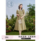 紫涵（ZIHAN）紫涵白色短袖連衣裙女夏季森系設計感翻領系帶收腰中長裙 卡其綠 XS