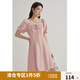 獨束微胖M大碼女法式甜美風(fēng)浪漫收腰顯瘦連衣裙24DY82529/82731 芭蕾粉 L (尺碼：2)