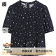 播小眾波點(diǎn)襯衫女商場(chǎng)同款2024夏新款泡泡袖雪紡小衫BDR2HD1149 K43玄黑點(diǎn) S