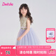 笛莎（DEESHA）童裝兒童女童裙子2025夏季新款中大童甜美蕾絲網(wǎng)紗無袖連衣裙 藍紫色 160